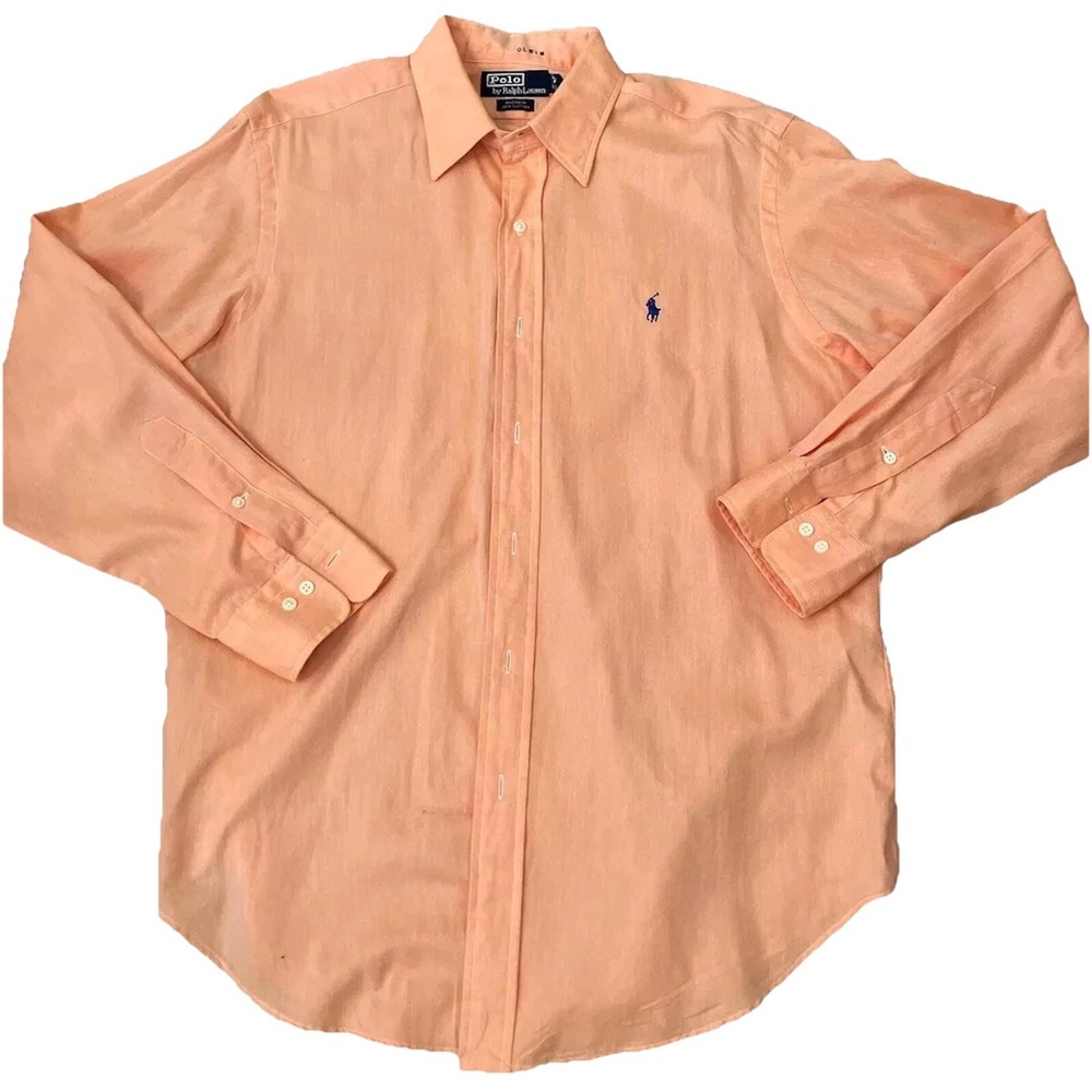 US Polo Association Andrew Shirt Sz 16 Orange Long Sleeve Button Down Men's